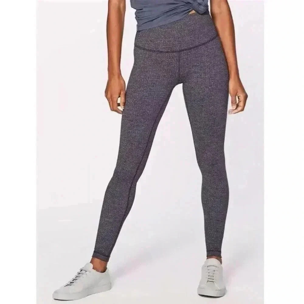 lululemon Womens Sz‎ 4 Wunder Under Hi Rise Leggings 28 Black Heathered Yoga